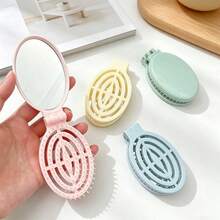 1 chiếc lược gấp đa màu, lược gấp cầm tay kèm gương tích hợp - Một kích thước - Xem 5
