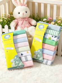 Infant Skin-Friendly Washable Small Square Towel Set, Breathable Soft Baby Bibs Newborn Daily Care Face Wipes (Note: Some Styles May Not Be Shown In Images) - Multicolor - View 1
