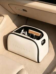 Minimalist Storage And Organization Box, Textured Car Storage Box, Elegant Car Interior Space, Minimalist Premium Leather Design, Suitable For Modern Commuters, Built-In Mesh Compartments, Daily Clutter And Office Essentials Storage Solution - Multicolor - View 8