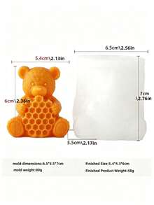 1件 3D熊與蜜蜂矽膠模具 | 可重複使用DIY家居裝飾與禮品製作工具 | 蜂巢紋理矽膠模具附蜂蜜裝飾，適用於蠟燭/樹脂手工藝 - 白色 - 查看 5
