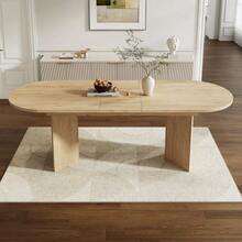 Extendable Dining Table 140/180 X 90 Cm, Ideal For 6 To 8 People, With Rounded Corners And Thick Tabletop. Sleek Style, Oak Finish. - 駝色 - 查看 3