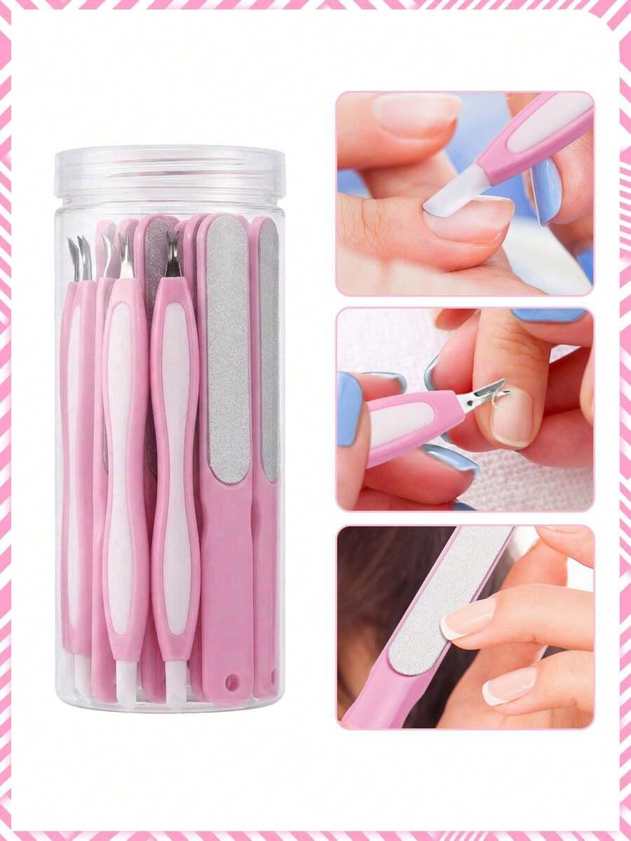 Set Manikur 20/10/5pcs (Penggosok Kuku, Pendorong Kutikula) Penghapus Kapalan Berbentuk V, Kikir Kuku, Blok Penggosok, Pemotong Kutikula, Alat Pembersih Perawatan Kuku dan Kaki untuk Penggunaan di Rumah dan Salon. Alat Perawatan Kuku.