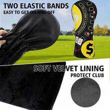 Casino Chip Poker Dollar Golf Club Headcover, Multi- Embroidered Personalized, Black & Yellow Contrast Visual Highlight; Universal Fit Standard 1/3/5 Wood Size, Thickened PU Padding, Niche Creative Golf Protection Cover - Black - View 5
