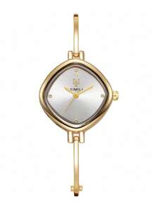 Bestselling Niche Diamond Thin Strap Watch For Women, Multi-Color Gradient Sunburst Small Dial Delicate Bracelet Watch, Light Luxury Minimalist Commuter Versatile Quartz Wristwatch, Gift - Gold - View 7