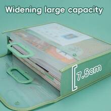 HUAJIE Portable Plastic Handle PP Twill 3D Space Document Organizer, Transparent Snap Button Stationery Folder, Exam Paper Storage Bag For School & Office - Single Piece - View 3