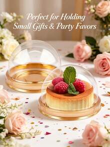 100/50pcs Gold Dessert Cake Boxes, Gold Pudding Boxes, Transparent Mousse Cake Boxes, Suitable For Weddings, Christmas Gifts, Also Suitable For Cake, Candy And Chocolate Packaging, Ideal Choice For Weddings, Parties And Gifts - Multicolor - View 2