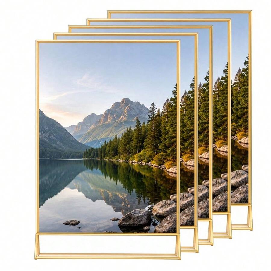 Trintion Sturdy Sign Holder, Practical Tabletop Display Stand, Widely Used For Retail Counter, Desk And Various Daily Application Scenarios - Gold - View 1