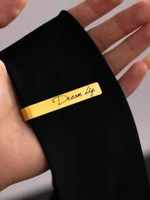 Custom Name Engraved Stainless Steel Tie Clip For Men – Personalized Text; Suitable For Grooms, Groomsmen, And Birthday Gifts - Multicolor - View 2