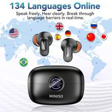 سماعات أذن MINISO MS105 للترجمة بالذكاء الاصطناعي - ترجمة فورية، سماعات أذن لاسلكية مفتوحة الأذن OWS، أحدث تقنية بلوتوث V6.0، إلغاء الضوضاء لمكالمات واضحة، 6.5 ساعة من تشغيل الموسيقى/عمر بطارية طويل، مكبر صوت كبير/صوت عالي، سماعات أذن مانعة للضوضاء - مشاهدة 1