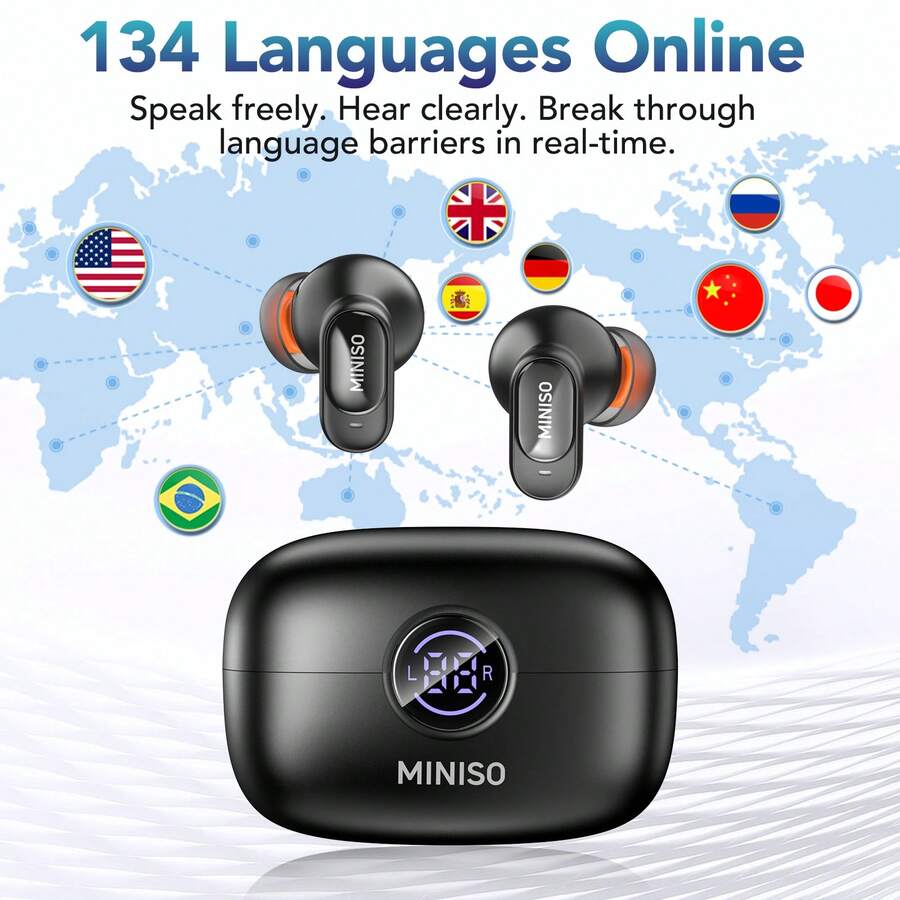 سماعات أذن MINISO MS105 للترجمة بالذكاء الاصطناعي - ترجمة فورية، سماعات أذن لاسلكية مفتوحة الأذن OWS، أحدث تقنية بلوتوث V6.0، إلغاء الضوضاء لمكالمات واضحة، 6.5 ساعة من تشغيل الموسيقى/عمر بطارية طويل، مكبر صوت كبير/صوت عالي، سماعات أذن مانعة للضوضاء - مشاهدة 1
