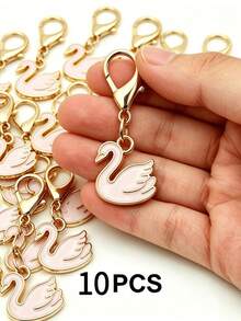 Swan Theme Keychain, Bag Charm And Key Ring, Perfect As Back To School Gift, Birthday Gift And Holiday Decoration. Bag Charm Packaging - Multicolor - View 4