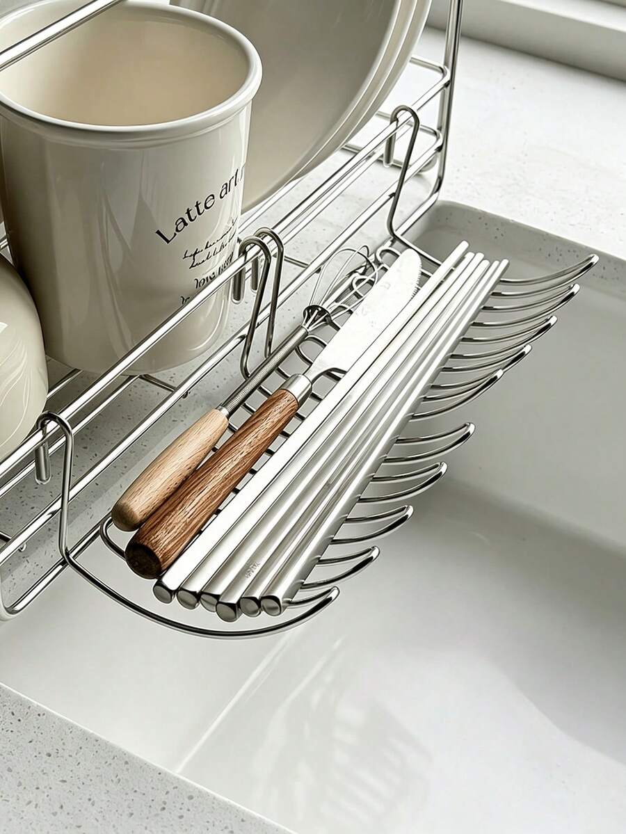1/2pcs Drain Basket, Extendable Hanging Storage Rack - Western Cutlery Fork And Spoon Holder, Expandable Small Hanging Rack, Drainer, Suitable For Extending Kitchen Sinks, Shelf Storage, And Solving Storage Solutions