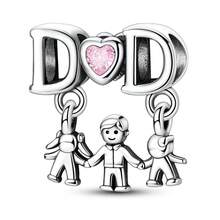 1Pc Silver Plated Family Mom Dad Sister Heart Charm For Bracelet Necklace Pendant Beads For Diy Jewelry Making Thanksgiving Day Gift For Lover - Silver - View 9
