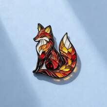1pc Creative Fox Enamel Brooch Vintage Animal Metal Badge Versatile Decorative Pin Accessory For Denim Clothing Backpack - Multicolor - View 5