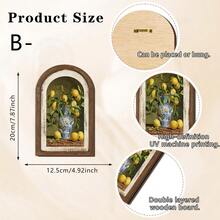 1/4pcs Arched Wooden Sign Rustic Style Wooden Yellow Lemon Art Desktop Decor Wall Hanging Ornament, Suitable For Kitchen Dining Room Farmhouse Home Vintage Kitchen Decoration - Lemon - View 13