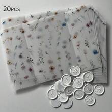 NIEWSPECIAL 20 piezas de papeles transparentes con hojas y flores en acuarela, adecuados para invitaciones de boda de 5"X7", mangas de papel transparente, embalaje de invitaciones de papel transparente personalizado, invitaciones de boda DIY - Multicolor - Ver 15
