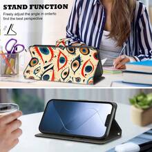GLANDOTU Abstract Eye Design PU Leather Wallet Phone Case With Card Slot, Lanyard And Flip Cover Stand Protective Cover - Compatible With Multiple Phone Brands And Models - Multicolor - View 2