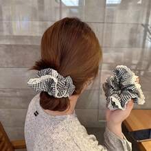 4Pcs Retro Plaid Lace Frilly Hair Bands, Fluffy Ruffle Design, All-Match Gentle Fashion Hair Accessory For Women Daily Makeup - Multicolor - View 2