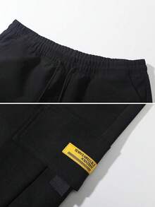 Pantalones largos casuales de moda minimalista de pierna recta para deportes al aire libre de otoño para hombres, fitness diario, color negro - Negro - Ver 6