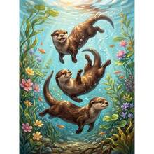 1PC DIY 5D Diamond Painting Kit Otter Pattern - Round Full Diamond Art Mosaic Craft, Home Wall Decor, Frameless - No Frame - View 8