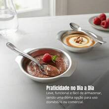 Kit de sobremesa conjunto com 12 peças 6 taças 6 colheres aço inox - A - Visão 6