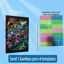 20/10 Sheets Extra Large A4 Magic Scratch Art Paper, With Bamboo Pen And Template, Suitable For Painting, Craftsman's Delight, Rainbow Art Scratch Paper Set, Perfect Birthday Party Or Holiday Gift, Excellent Gift - Multicolor - View 12