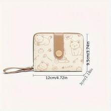Cute Bear Print Women's Wallet, Original Minimalist Japanese Style, 3-Fold Snap Button Short Coin Purse, Handbag - View 4