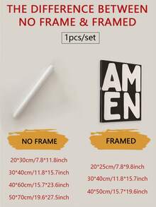 1件裝「Amen Jesus」復古基督教主題大膽牆面藝術海報－黑色聖經經文印花帆布畫，適合客廳、臥室、教堂、禱告使用，宗教居家裝飾與喬遷禮物，無框 - 彩色 - 查看 2