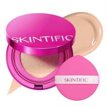 SKINTIFIC Cover Glow Perfect 氣墊粉底液－自然光澤妝感、中至高遮瑕、保濕胜肽複合成分、輕盈配方，適合乾性與混合性肌膚 - 02 IVORY - 查看 5