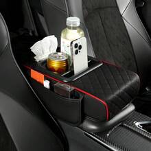 4-In-1 Multifunctional Car Armrest Box Organizer Pad, Height Pad, Center Console Cup Holder, Tissue Box, Storage Bag, Car Interior Storage And Organization Accessory, Multi-Purpose Car Interior Clutter Organizer - Multicolor - View 3