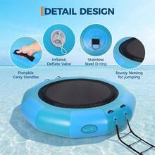 10x10 FT Heavy Duty Inflatable Water Trampoline with Double Elastic Ropes, Electric Pump and Rope Ladder, Floating Bouncer for Adults and Kids, Perfect for Pool, Lake and Calm Sea - Azul - Ver 7