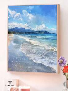 1pc Beach Oil Painting, Wall Art Decor, Printed Poster Painting, Room Decoration, Living Room Wall Decor - A - View 3