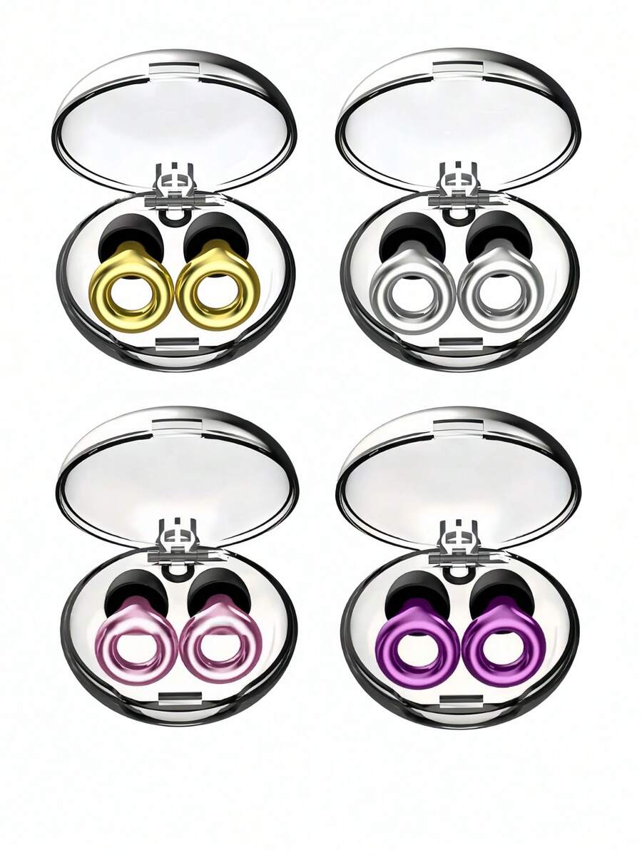 1 set de tapones de silicona suave con estuches, de varios tamaños, cómodos para dormir, nadar, viajar y conciertos - Multicolor - Ver 1