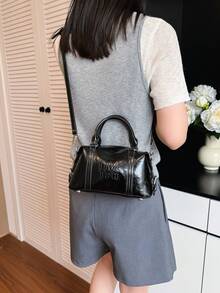 Women's Fashion Boston Handbag, Versatile Commuter Crossbody Bag - Black - View 2