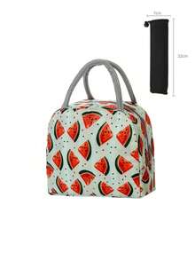 Large Capacity Fresh Print Five-Pointed Star Candy Cat Watermelon Insulated Lunch Bag With Ice Pack, Portable Handheld Lunch Box Suitable For Men And Women, Cold And Heat Insulation Handbag For Work, Picnic, Travel - Multicolor - View 17