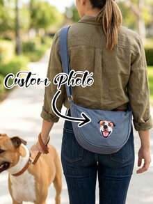 Personalized Pet Portrait Crossbody Bag, Customized Crossbody Bag, Shoulder Bag, Adjustable Strap Shoulder Bag, Suitable For Daily Commute And Dog Walking, Travel, Shopping, Weekend Outings, Back To School Season, Suitable For Dog Lovers/Pet Owners, Unique Gift For Dog Lovers Back To School Season, Teacher's Day Gift, Back To School Gift - Multicolor - View 3