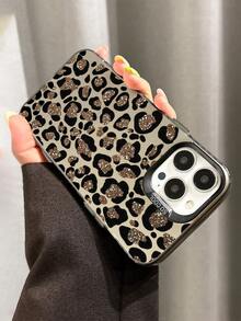 Glitter Gold Leopard Print Phone Case, Y2K Animal Spotted Pattern Shockproof Protective Shell, Raised Camera Frame Protection Compatible With Apple 18 18pro 18promax 17 17pro 17promax 17 16 15 14 13 12 11promax Air And Series - Multicolor - View 3