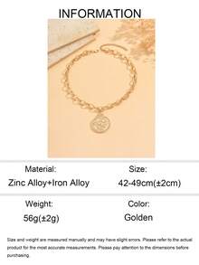 1pc Casual Chunky Jewelry Minimalist Gold Collarbone Chain Fashion Versatile Gold Chain Portrait Pendant Thick Necklace Charming Women's Jewelry Suitable For Daily Wear, Shopping, Photo, Party And Gathering - Gold - View 5