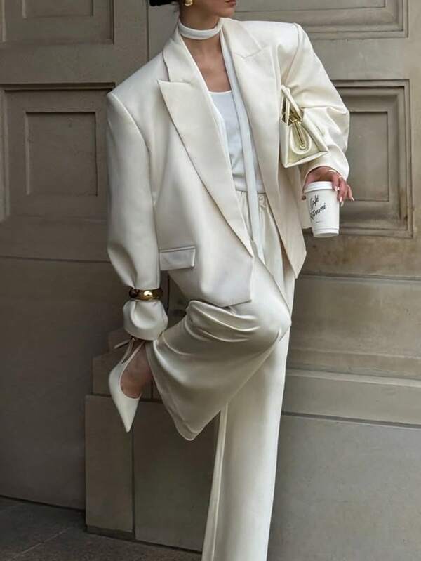 Commute Work Daily Outing Versatile Minimalist Solid Color Long Sleeve Blazer Jacket