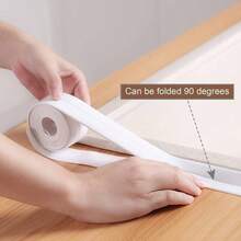 1 Roll Self-Adhesive Waterproof Sealing Tape, 3.5cm Wide, Designed For Waterproofing And Leak Prevention, Suitable For Kitchen Countertops And Corners, Bathroom Kitchen Extension Shower Bathtub Sealing Strips, High Adhesion - White - View 3