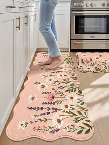 DAJIANG 1 pieza Alfombra larga con forma floral, Alfombra de cocina, Adecuada para baño, cocina, exterior, pasillo, dormitorio, sala de estar, Lavable a máquina y fácil de limpiar, Felpudo antideslizante para la entrada, Accesorio decorativo de alfombra para el dormitorio - Multicolor - Ver 6