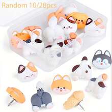 10/20pcs Cute Large Head Push Pins, Cute Cat Decorative Thumbtacks, Suitable For Cork Board, Bulletin Board, Photo Wall, Map, Animal Push Pins For Home And Office - Multicolor - View 8