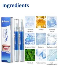 2pcs/Box Vaclav Teeth Whitening Pen Teeth Whitening Gel Remove Tooth Stains Oral Care Gentle Gel Gradual Whitening Natural Color Effective For Coffee And Tea Stains - 2 Pieces - View 8