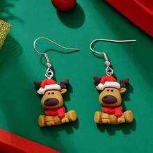 1/2/3 Pairs Christmas Fun Cute Reindeer Shaped Resin Dangle Earrings - Christmas Reindeer Earrings - View 10