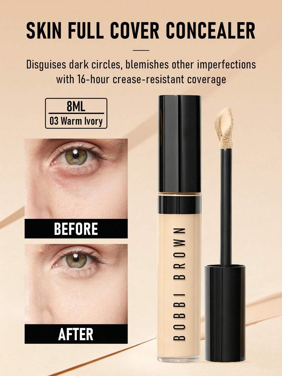Bobbi Brown Skin Full Cover 遮瑕膏 #Warm Ivory (淺米色,帶淡黃底色;適合白皙膚色) 8ml/0.27 Oz | 長效持久 | 極輕盈 | 保濕 | 修正底色、貼合膚色的色調,幫助遮蓋黑眼圈 - #Warm Ivory - 8ml - 查看 1