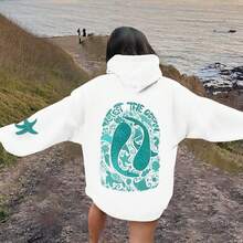 Whale Shark Hoodies For Teen Girls |   Ocean Graphic Preppy Sweatshirts Oversized Y2k Pullover Tops Long Sleeve Fall Outfits - #05 White - View 3