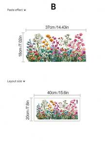 Watercolor Wildflower Baseboard Wall Stickers, PVC Waterproof Removable Self-Adhesive Paper, Tulip And Lavender Floral Long Strip Stickers, Countryside Ins-Style Kitchen And Bathroom Corner Cover-Up, Spring Rental Home And Airbnb DIY Soft Decoration - Wall Stickers - View 12