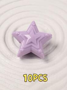 3層奶油色實心星星珠，縱孔卡通星星DIY配件，適用於手鍊、項鍊與耳環製作 - 彩色 - 查看 12