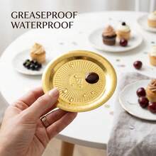 10/20/50pcs Thickened Gold Paper Plates, Round Mini Trays, Metallic Gold Cardboard Cake Bases, Suitable For Snacks, Cupcakes, Coffee, Desserts, Nuts, Perfect For Shower Party, Holiday, Wedding, Birthday Party Decoration Tableware - Gold - View 5
