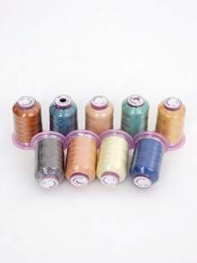 Set di 9 colori di filo per ricamo da 550 yarde, filo per ricamo a macchina multicolore e lucido, filo per ricamo in poliestere, filo decorativo per cucito, adatto per macchina da ricamo, riparazione di abbigliamento, forniture per cucito fai-da-te - multicolore - Visualizzare 4